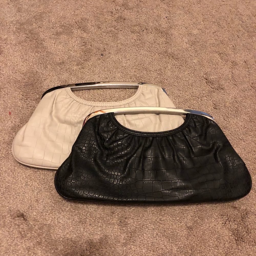 Lot of 2 cream and black clutches